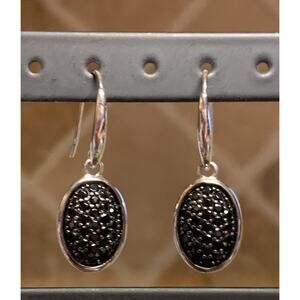 PAJ Earrings Sterling Silver and Black Spinel Dangle